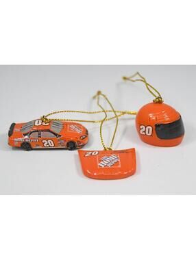 NASCAR Tony Stewart #20 Mini Christmas Ornaments Home Depot Car Helmet Hood